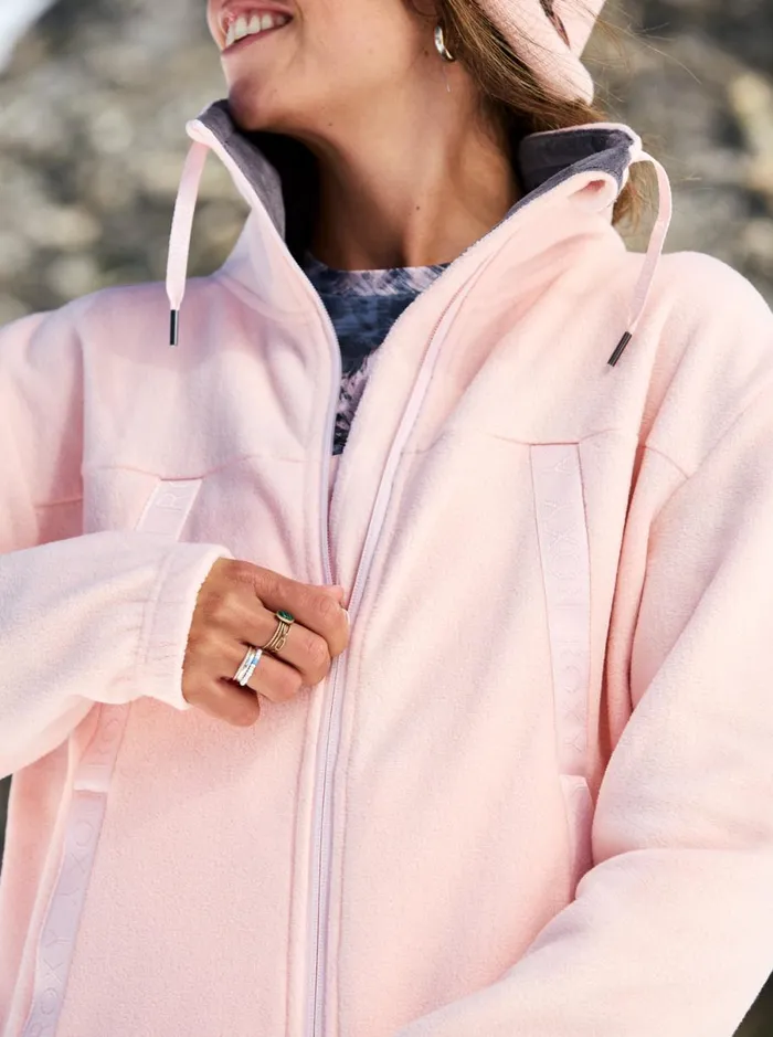 Roxy Fleeting Snow 8211 ZipUp Sweatshirt Pink Salt Women Sweatshirts and Hoodies