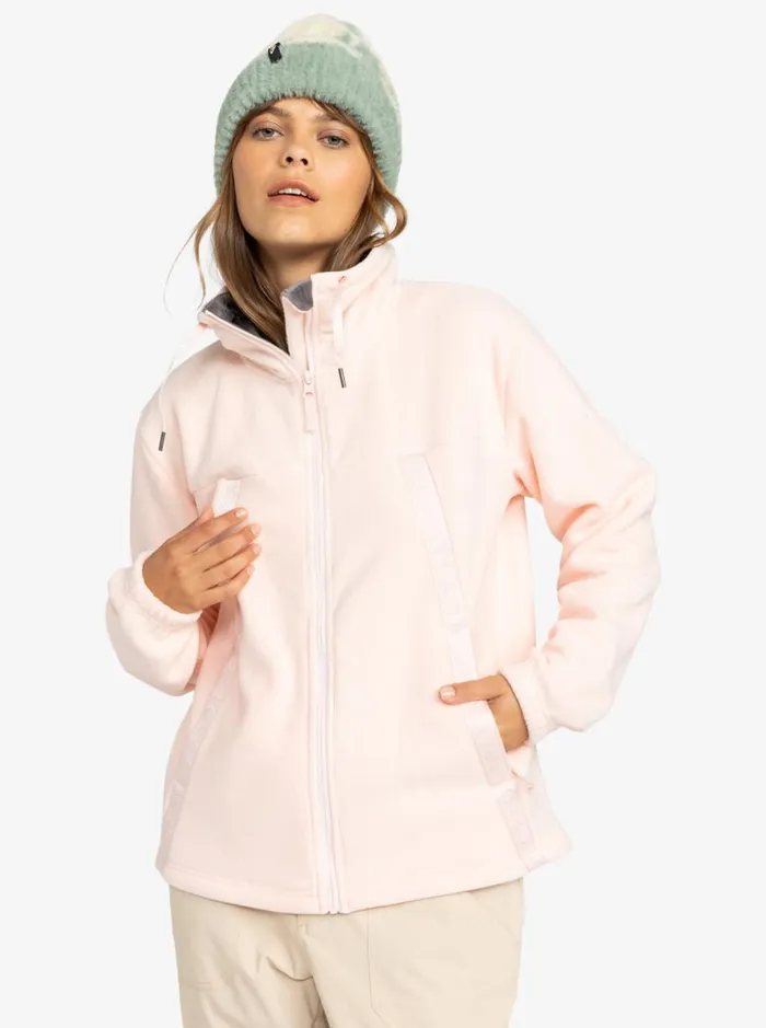 Roxy Fleeting Snow 8211 ZipUp Sweatshirt Pink Salt Women Sweatshirts and Hoodies
