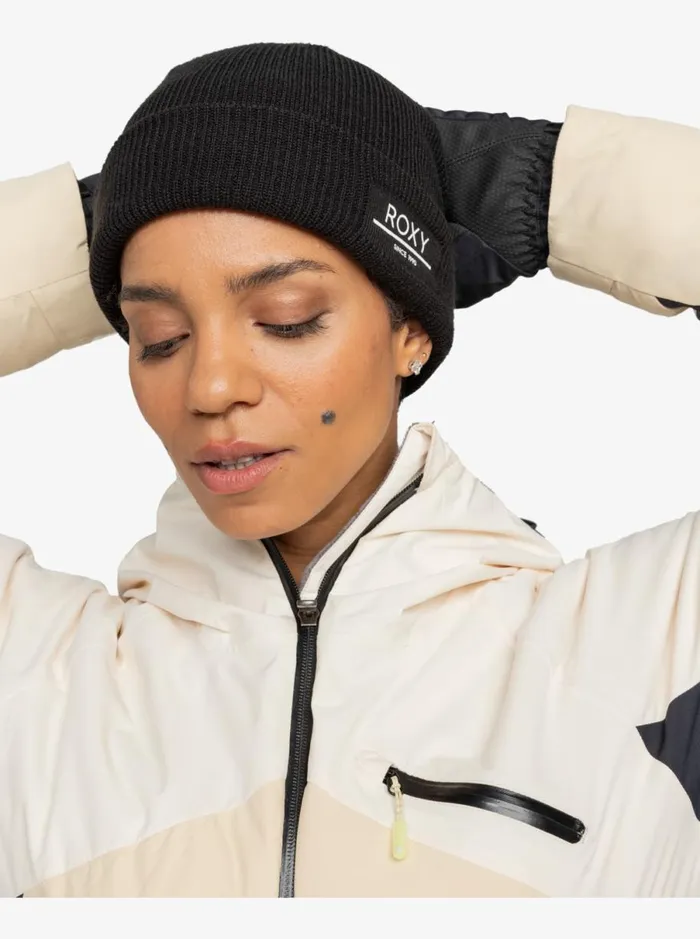 Roxy Folker 8211 Rib Knit Beanie True Black Women Beanies