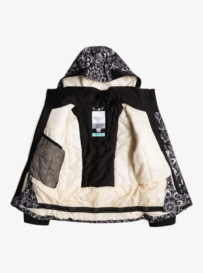 Roxy Free Jet 8211 Snow Jacket For Girls 8 8211 16 True Black Bandanas Kids Jackets and Coats