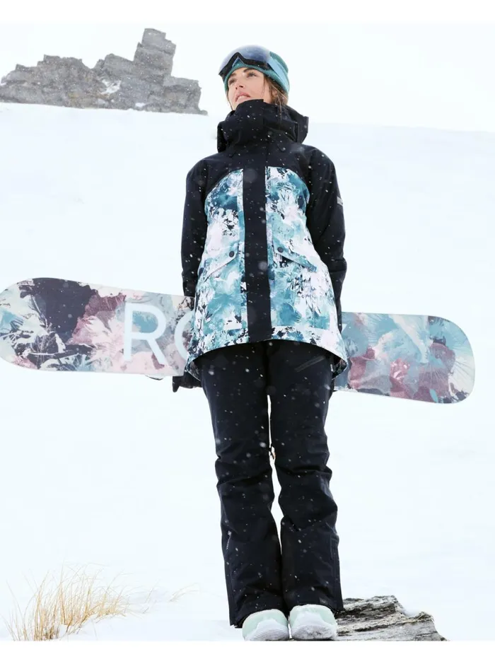 Roxy Glade GoreTex 8211 Snow Jacket Sea Pine Dreamy Picture Women Jackets and Coats