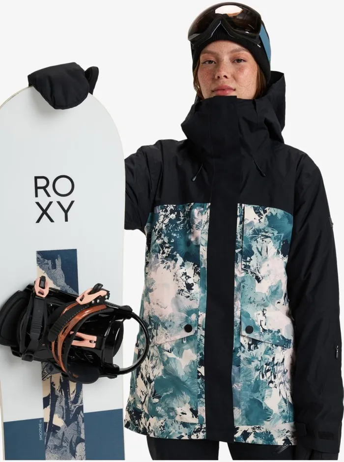 Roxy Glade GoreTex 8211 Snow Jacket Sea Pine Dreamy Picture Women Jackets and Coats