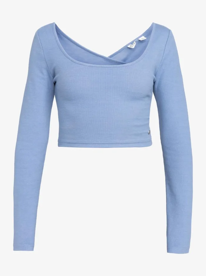 Roxy Good Keepsake 8211 Long Sleeves Cropped Top Infinity Blue Women TShirts and Tops