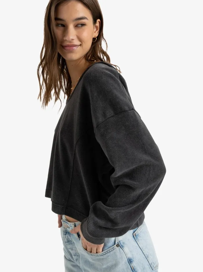 Roxy Notice Me 8211 Hooded Top Phantom Women Sweatshirts and Hoodies
