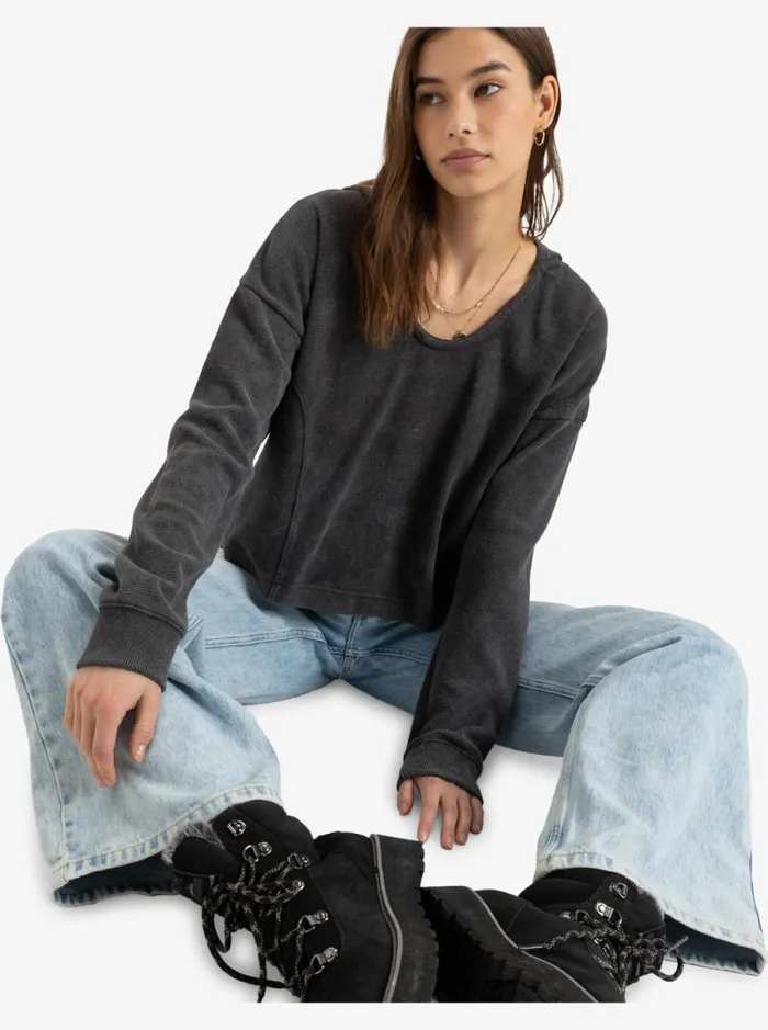 Roxy Notice Me 8211 Hooded Top Phantom Women Sweatshirts and Hoodies