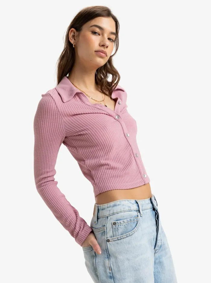 Roxy Petal Blizzard 8211 Long Sleeves Top Mauve Orchid Women Jumpers and Cardigans