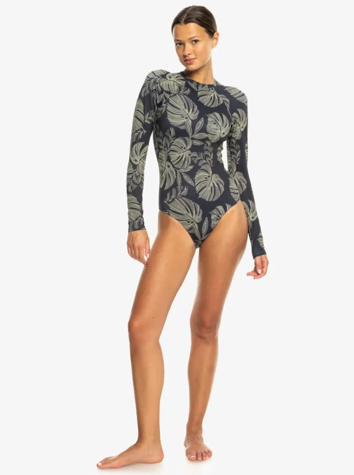 Roxy Roxy Pro The Overhead 8211 Long Sleeves OnePiece Swimsuit Anthracite The Palms Wetsuit Women Rash Vests and Surf Tees