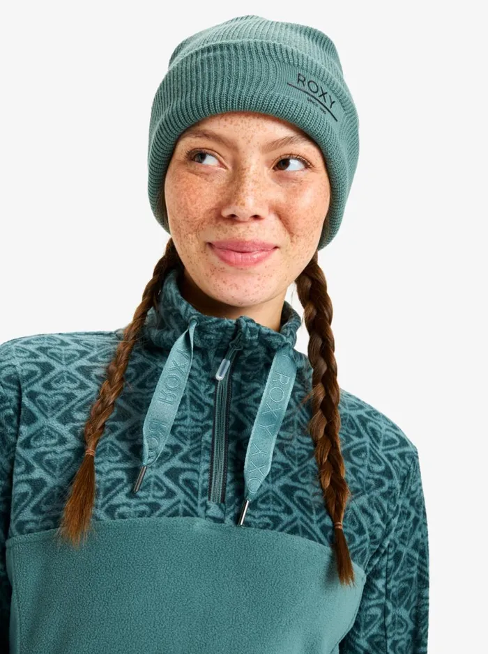 Roxy Sayna 8211 Half Zip Polar Pullover Sea Pine Roxygram Tonal Women Sweatshirts and Hoodies