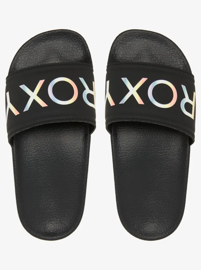 Roxy Slippy 8211 Slider Sandals For Girls Black Kids Shoes Roxy Slippy 8211 Slider Sandals For Girls Black Kids Shoes