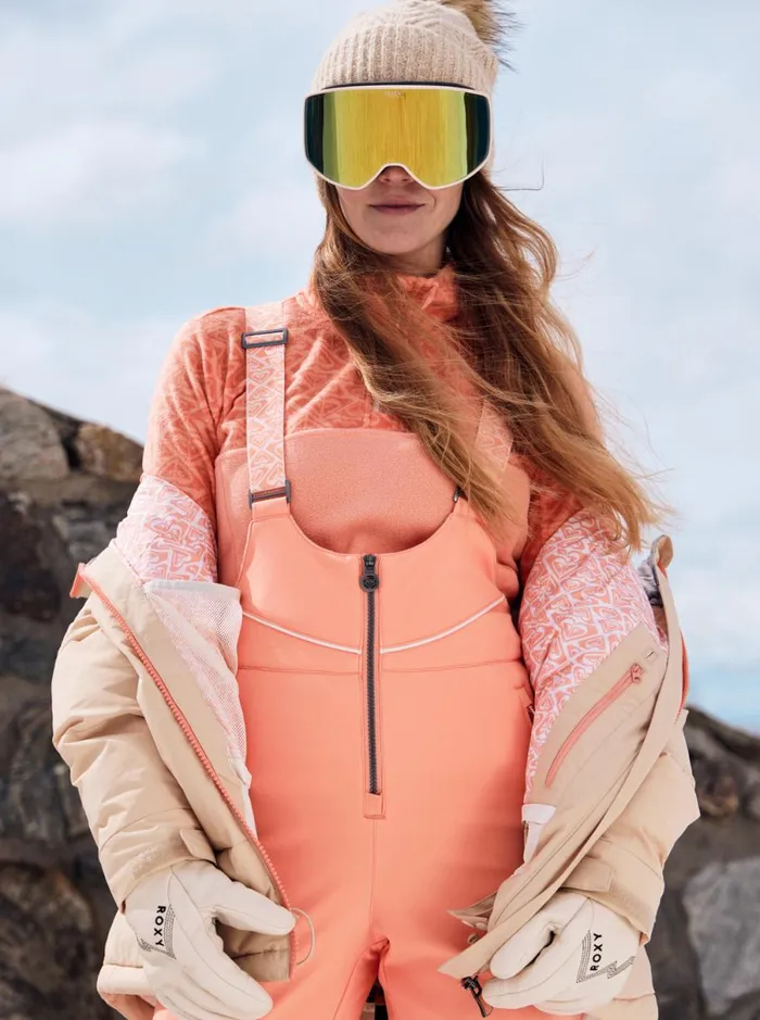 Roxy Summit 8211 Bib Snow Pant Peach Pink Women Snow Pants
