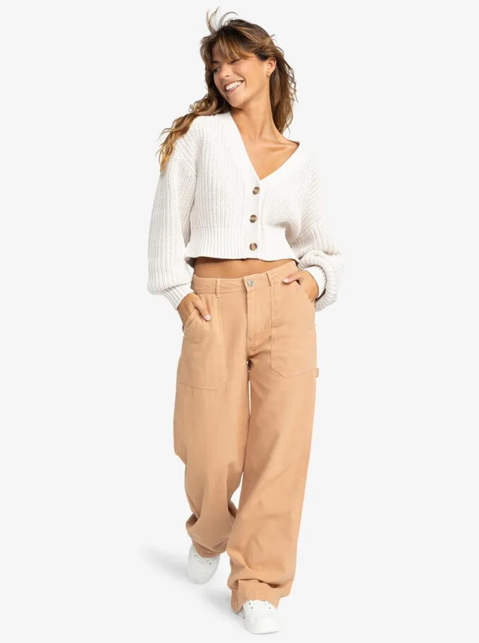 Roxy Sundaze Washed 8211 Cardigan Egret Women Jumpers and Cardigans