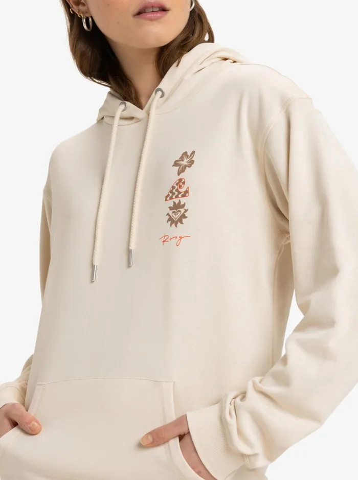 Roxy Surf Stoked 8211 Pullover Hoodie Parchment Women Sweatshirts and Hoodies