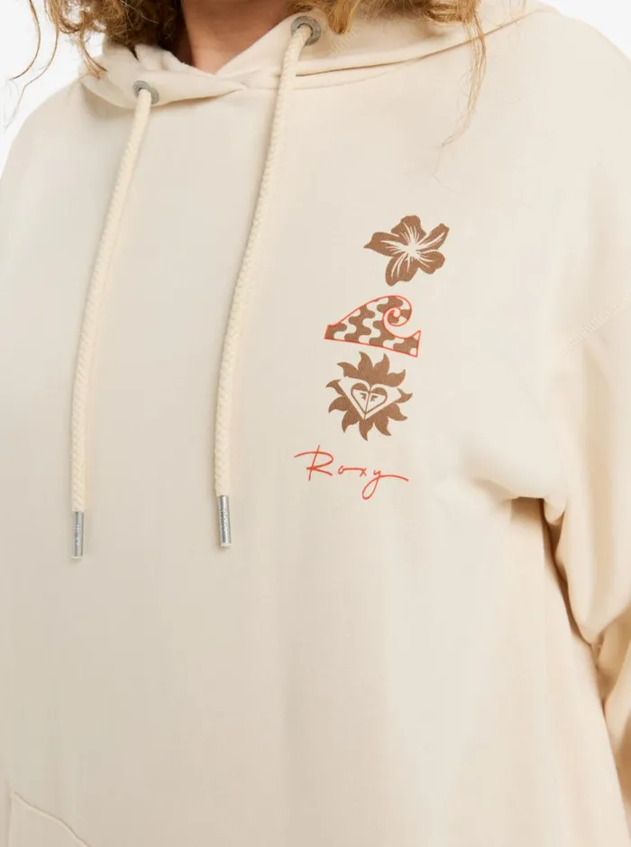 Roxy Surf Stoked 8211 Pullover Hoodie Parchment Women Sweatshirts and Hoodies