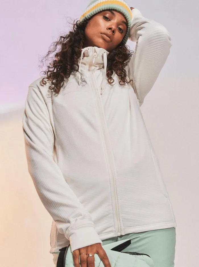 Roxy Vertere 8211 Technical ZipUp Fleece Egret Women Sweatshirts and Hoodies