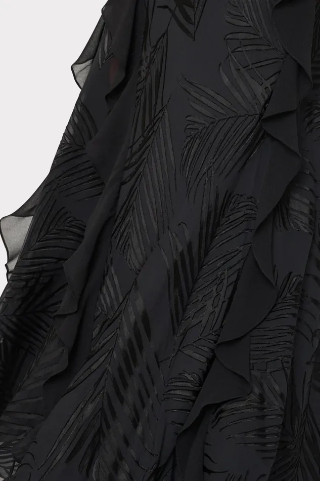 Ryanna Chiffon Devore Dress Black Women Milly Dresses