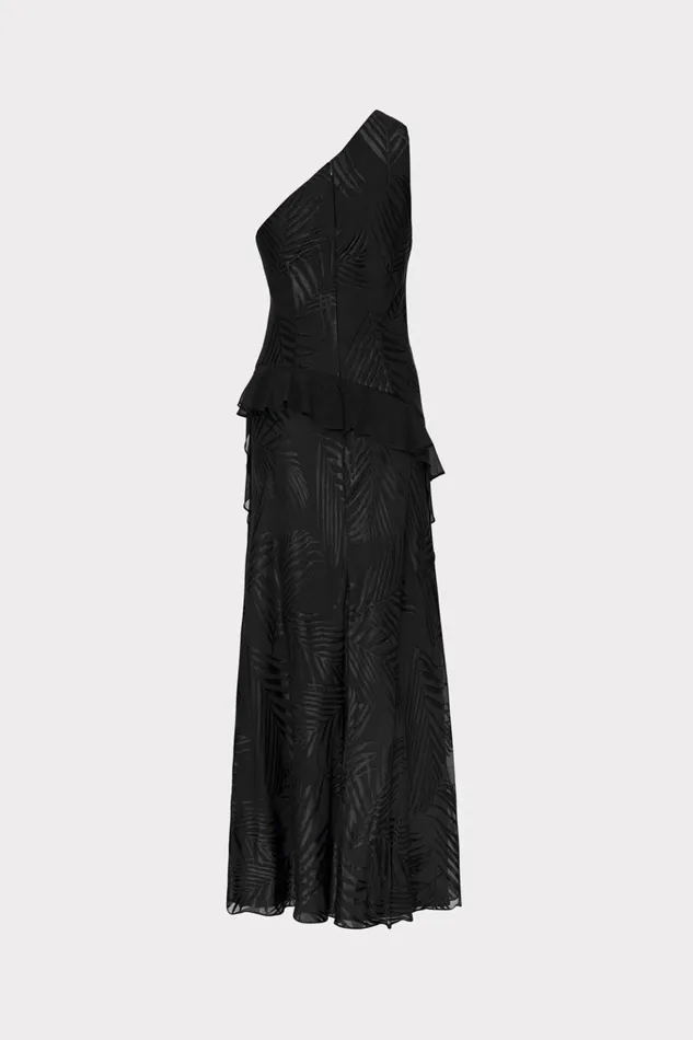 Ryanna Chiffon Devore Dress Black Women Milly Dresses