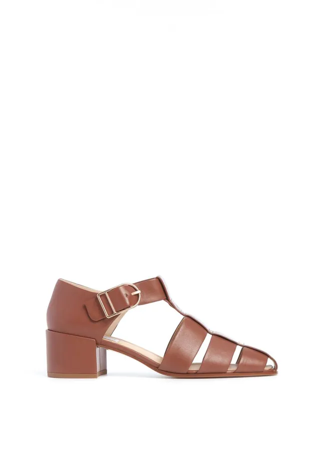 Sandals Women Gabriela Hearst Lyle Block Heel Pump In Cognac Nappa Leather