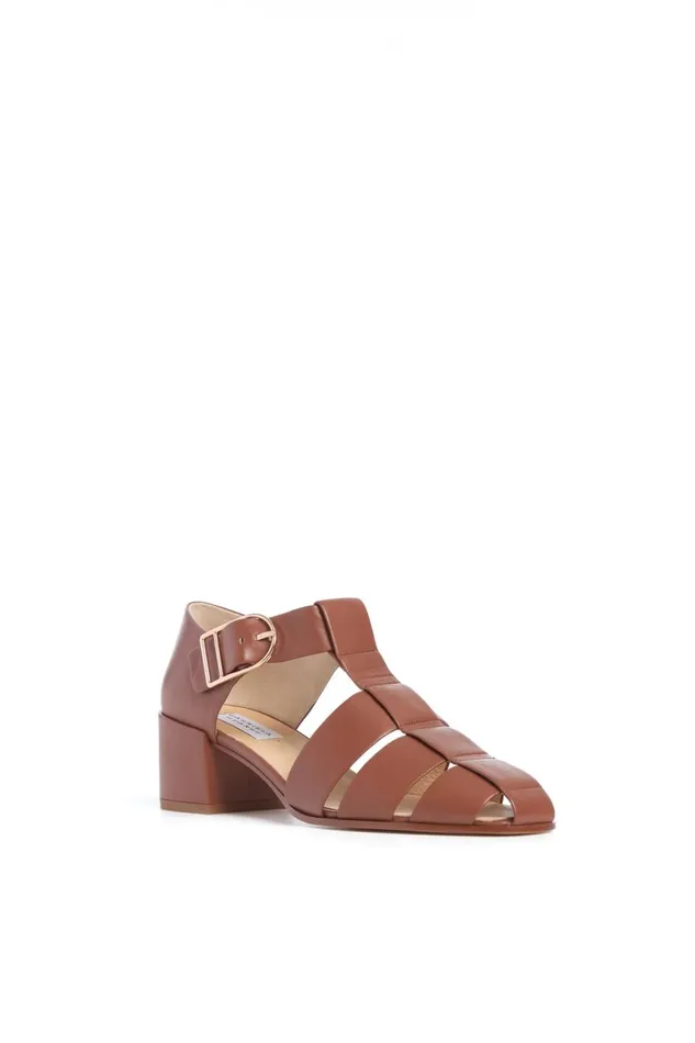 Sandals Women Gabriela Hearst Lyle Block Heel Pump In Cognac Nappa Leather