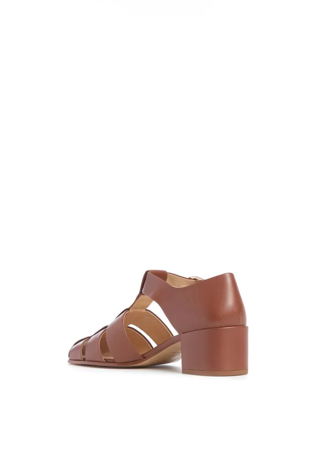 Sandals Women Gabriela Hearst Lyle Block Heel Pump In Cognac Nappa Leather