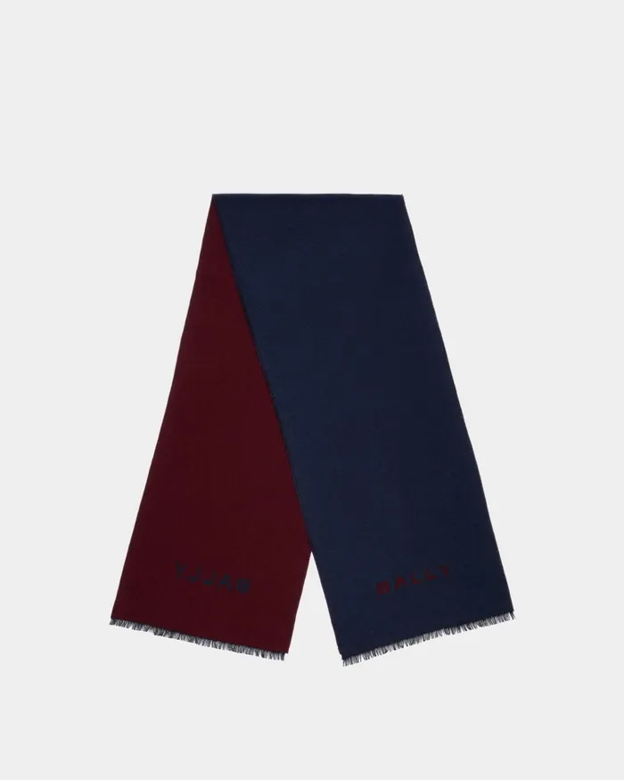 Scarf In Blue And Red Wool Men Bally Scarves
