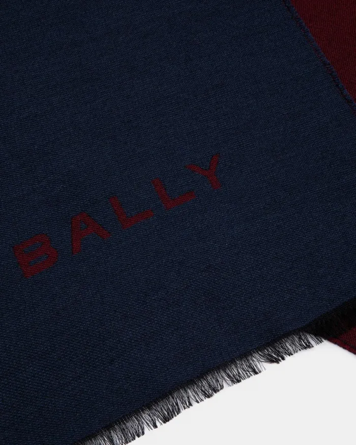 Scarf In Blue And Red Wool Men Bally Scarves
