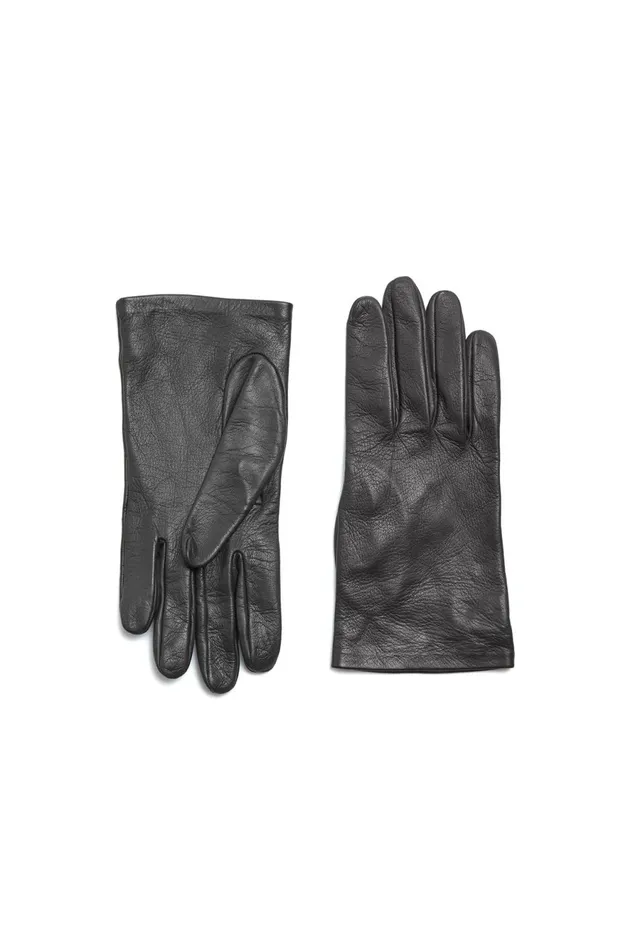 Scarves and Gloves Women Gabriela Hearst Wessex Short Gloves In Black Nappa Leather