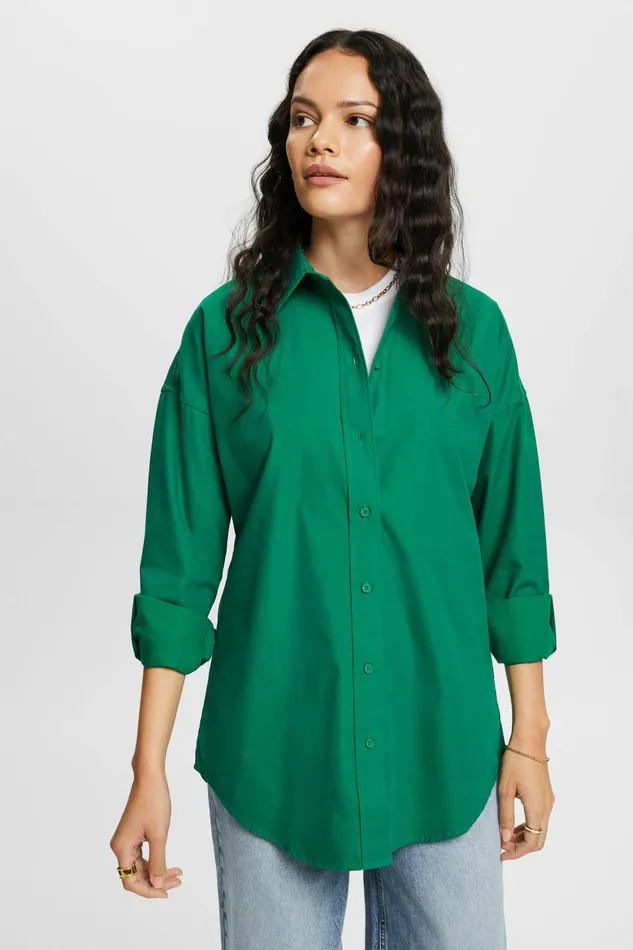 Shirts Blouses Women Esprit CottonPoplin Shirt Dark Green