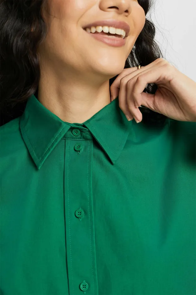Shirts Blouses Women Esprit CottonPoplin Shirt Dark Green