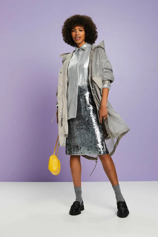 Shirts Blouses Women Esprit Sequin Shirt Blouse Silver