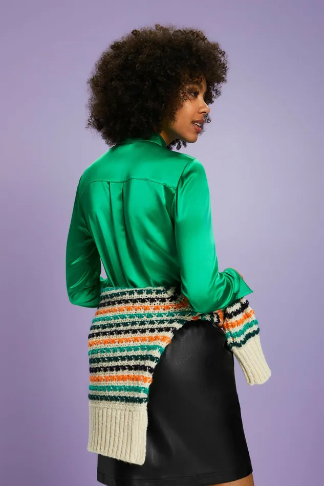 Shirts Blouses Women Esprit Silk Satin Shirt Green