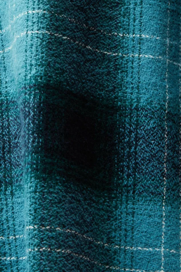 Shirts Men Esprit Plaid Cotton Flannel Shirt Dark Turquoise