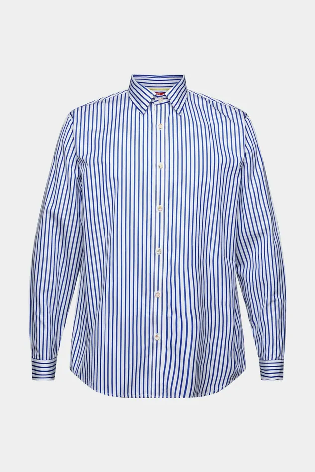 Shirts Men Esprit Striped CottonPoplin Shirt Bright Blue