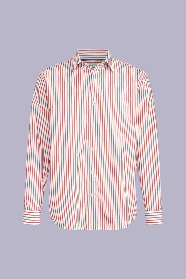 Shirts Men Esprit Striped CottonPoplin Shirt Dark Red
