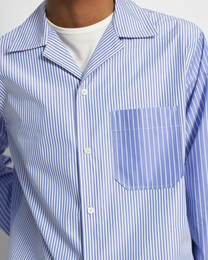 Shirts Men Theory Striped Cotton Shirt Blue Multi Shirts Men Theory Striped Cotton Shirt Blue Multi