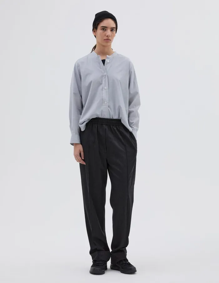 Shirts Women Margaret Howell Button Through Collarless Shirt Blue