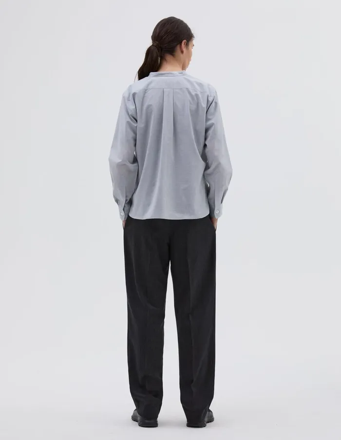 Shirts Women Margaret Howell Button Through Collarless Shirt Blue