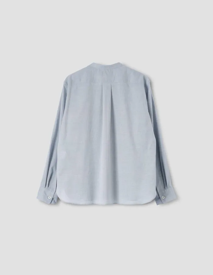 Shirts Women Margaret Howell Button Through Collarless Shirt Blue
