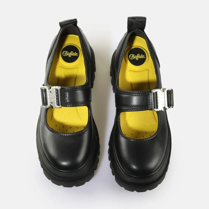 Shop Aspha Ballerina Buckle Black BUFFALO Ballet Flats