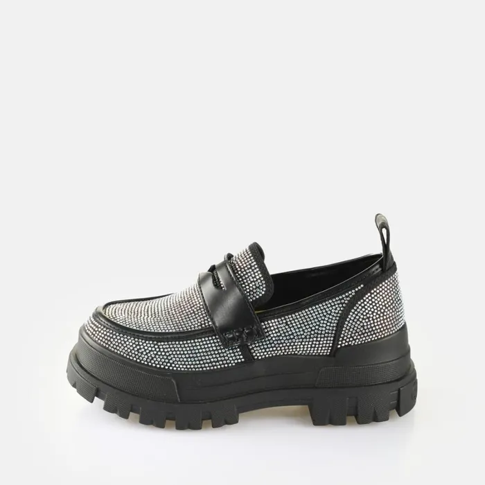 Shop Aspha Loafer Black Glitter BUFFALO Lace Up Shoes