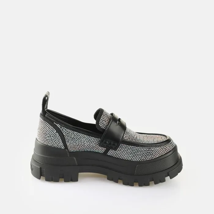 Shop Aspha Loafer Black Glitter BUFFALO Lace Up Shoes