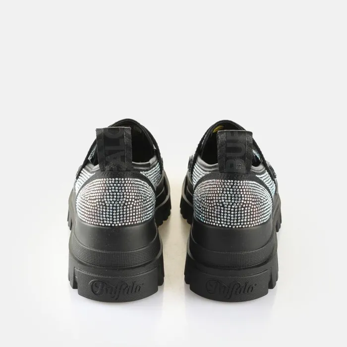 Shop Aspha Loafer Black Glitter BUFFALO Lace Up Shoes