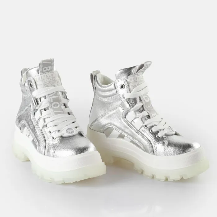 Shop Aspha NC Mid Silver BUFFALO Boots and AnkleBoots