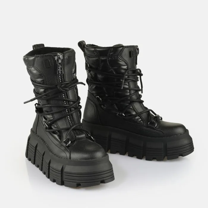 Shop Ava Puffer Hike Black BUFFALO Boots and AnkleBoots