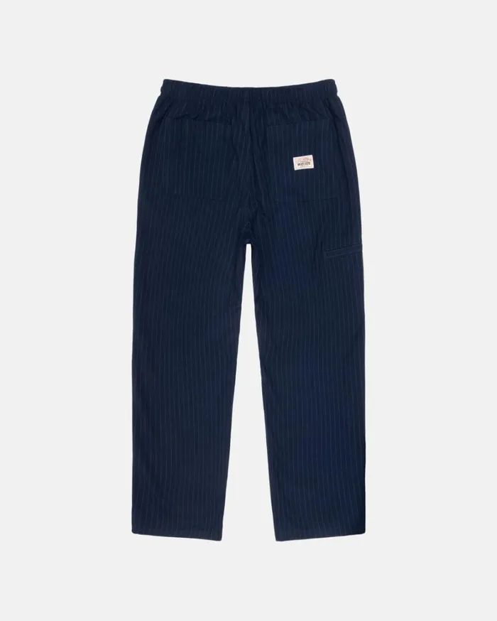 Shop Stussy BEACH PANT WOOL STRIPE Navy