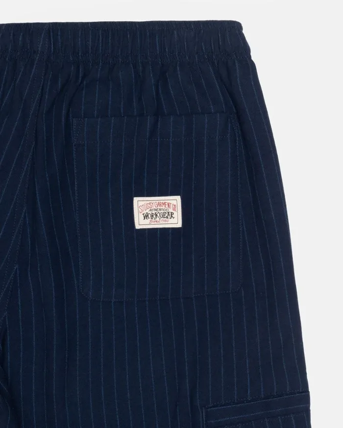 Shop Stussy BEACH PANT WOOL STRIPE Navy