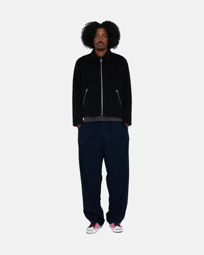 Shop Stussy BEACH PANT WOOL STRIPE Navy