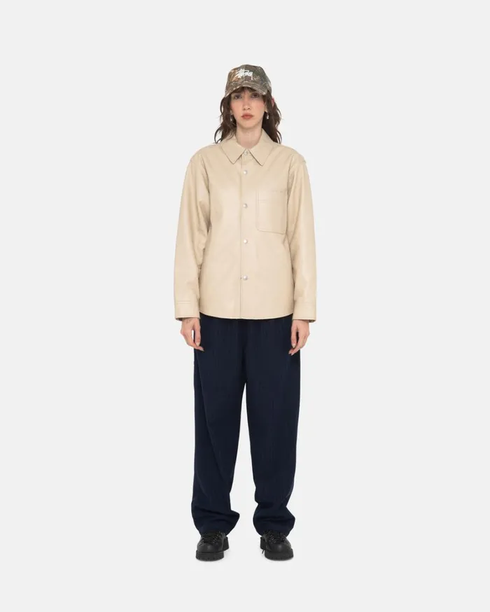 Shop Stussy BEACH PANT WOOL STRIPE Navy