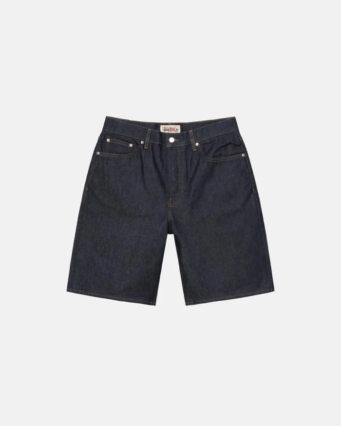 Shop Stussy RAW DENIM BIG OL039 SHORTS Raw