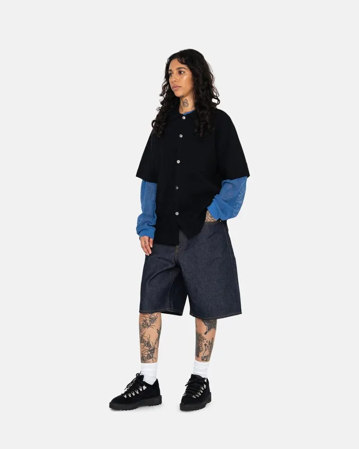 Shop Stussy RAW DENIM BIG OL039 SHORTS Raw