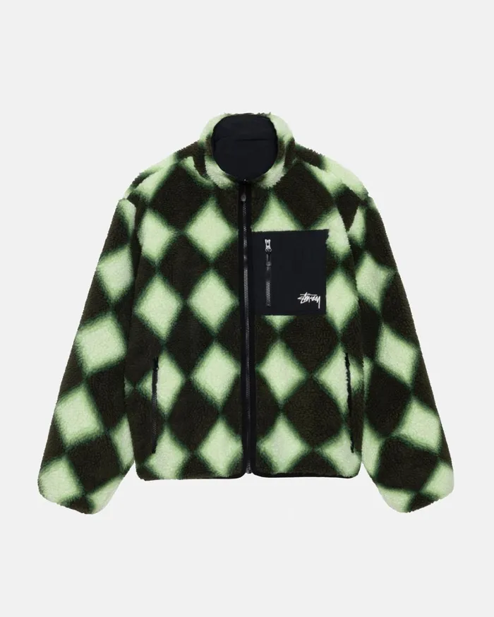 Shop Stussy SHERPA REVERSIBLE JACKET Green